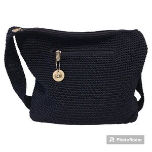 The Sak Navy Crochet Shoulder Bag